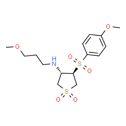 ChemSpider 2D Image | (3S,4R)-4-[(4-Methoxyphenyl)sulfonyl]-N-(3-methoxypropyl)tetrahydro-3-thiophenamine 1,1-dioxide | C15H23NO6S2