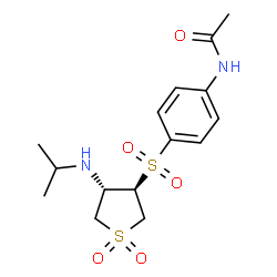 ChemSpider 2D Image | N-(4-{[(3R,4S)-4-(Isopropylamino)-1,1-dioxidotetrahydro-3-thiophenyl]sulfonyl}phenyl)acetamide | C15H22N2O5S2