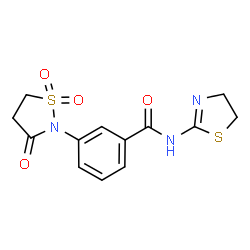 ChemSpider 2D Image | N-(4,5-Dihydro-1,3-thiazol-2-yl)-3-(1,1-dioxido-3-oxo-1,2-thiazolidin-2-yl)benzamide | C13H13N3O4S2
