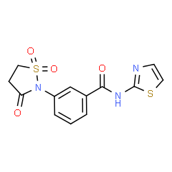 ChemSpider 2D Image | 3-(1,1-Dioxido-3-oxo-1,2-thiazolidin-2-yl)-N-(1,3-thiazol-2-yl)benzamide | C13H11N3O4S2