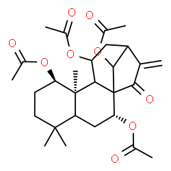ChemSpider 2D Image | (1beta,5xi,7alpha,9xi,10alpha)-15-Oxokaur-16-ene-1,7,11,14-tetrayl tetraacetate | C28H38O9