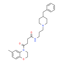 ChemSpider 2D Image | N-[3-(4-Benzyl-1-piperidinyl)propyl]-4-(6-methyl-2,3-dihydro-4H-1,4-benzoxazin-4-yl)-4-oxobutanamide | C28H37N3O3