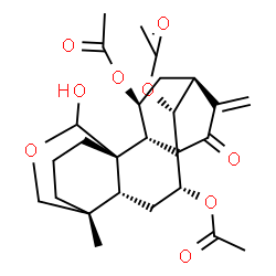 ChemSpider 2D Image | (5beta,7alpha,9beta,10alpha,11beta,13alpha,14R)-20-Hydroxy-15-oxo-18,20-epoxykaur-16-ene-7,11,14-triyl triacetate | C26H34O9