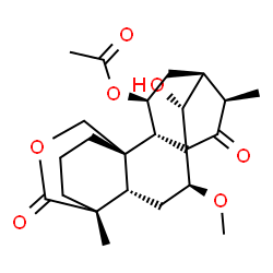 ChemSpider 2D Image | (5beta,7beta,9beta,10alpha,11beta,13alpha,14R,16beta)-14-Hydroxy-7-methoxy-15,18-dioxo-18,20-epoxykauran-11-yl acetate | C23H32O7