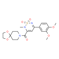 ChemSpider 2D Image | [5-(3,4-Dimethoxyphenyl)-2-methyl-1,1-dioxido-2H-1,2,6-thiadiazin-3-yl](1,4-dioxa-8-azaspiro[4.5]dec-8-yl)methanone | C20H25N3O7S