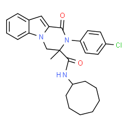 ChemSpider 2D Image | 2-(4-Chlorophenyl)-N-cyclooctyl-3-methyl-1-oxo-1,2,3,4-tetrahydropyrazino[1,2-a]indole-3-carboxamide | C27H30ClN3O2