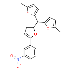 ChemSpider 2D Image | 2,2'-{[5-(3-Nitrophenyl)-2-furyl]methylene}bis(5-methylfuran) | C21H17NO5