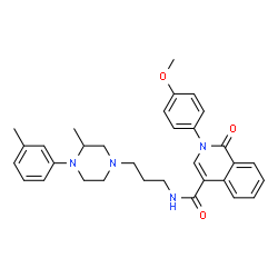 ChemSpider 2D Image | 2-(4-Methoxyphenyl)-N-{3-[3-methyl-4-(3-methylphenyl)-1-piperazinyl]propyl}-1-oxo-1,2-dihydro-4-isoquinolinecarboxamide | C32H36N4O3