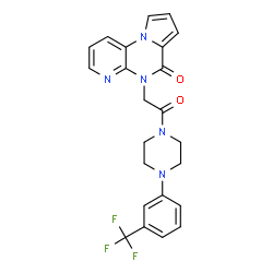 ChemSpider 2D Image | 5-(2-Oxo-2-{4-[3-(trifluoromethyl)phenyl]-1-piperazinyl}ethyl)pyrido[2,3-e]pyrrolo[1,2-a]pyrazin-6(5H)-one | C23H20F3N5O2