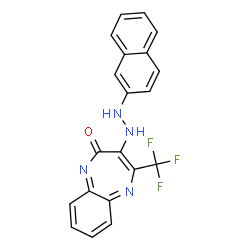 ChemSpider 2D Image | 3-[2-(2-Naphthyl)hydrazino]-4-(trifluoromethyl)-2H-1,5-benzodiazepin-2-one | C20H13F3N4O