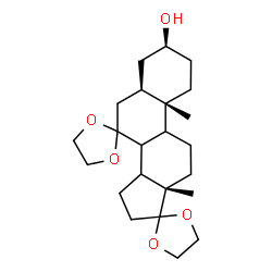 ChemSpider 2D Image | (3'S,5'R,10'S,13'S)-10',13'-Dimethyltetradecahydro-2'H-dispiro[1,3-dioxolane-2,17'-cyclopenta[a]phenanthrene-7',2''-[1,3]dioxolan]-3'-ol | C23H36O5