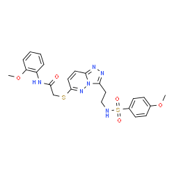 ChemSpider 2D Image | N-(2-Methoxyphenyl)-2-{[3-(2-{[(4-methoxyphenyl)sulfonyl]amino}ethyl)[1,2,4]triazolo[4,3-b]pyridazin-6-yl]sulfanyl}acetamide | C23H24N6O5S2