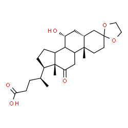 ChemSpider 2D Image | (4S)-4-[(5R,7R,10S,13R,17R)-7-Hydroxy-10,13-dimethyl-12-oxohexadecahydrospiro[cyclopenta[a]phenanthrene-3,2'-[1,3]dioxolan]-17-yl]pentanoic acid | C26H40O6