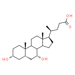 ChemSpider 2D Image | (3alpha,5beta,7alpha,8xi,9xi,14xi,20S)-3,7-Dihydroxycholan-24-oic acid | C24H40O4