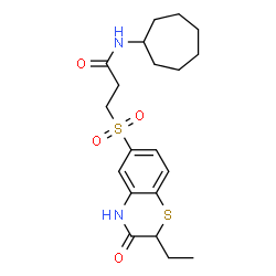 ChemSpider 2D Image | N-Cycloheptyl-3-[(2-ethyl-3-oxo-3,4-dihydro-2H-1,4-benzothiazin-6-yl)sulfonyl]propanamide | C20H28N2O4S2