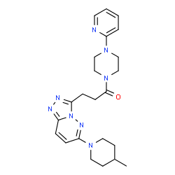 ChemSpider 2D Image | 3-[6-(4-Methyl-1-piperidinyl)[1,2,4]triazolo[4,3-b]pyridazin-3-yl]-1-[4-(2-pyridinyl)-1-piperazinyl]-1-propanone | C23H30N8O