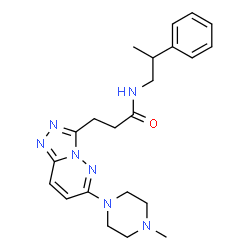 ChemSpider 2D Image | 3-[6-(4-Methyl-1-piperazinyl)[1,2,4]triazolo[4,3-b]pyridazin-3-yl]-N-(2-phenylpropyl)propanamide | C22H29N7O