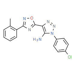 ChemSpider 2D Image | 1-(4-Chlorophenyl)-4-[3-(2-methylphenyl)-1,2,4-oxadiazol-5-yl]-1H-1,2,3-triazol-5-amine | C17H13ClN6O