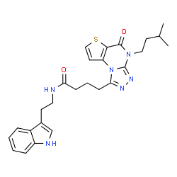ChemSpider 2D Image | N-[2-(1H-Indol-3-yl)ethyl]-4-[4-(3-methylbutyl)-5-oxo-4,5-dihydrothieno[2,3-e][1,2,4]triazolo[4,3-a]pyrimidin-1-yl]butanamide | C26H30N6O2S