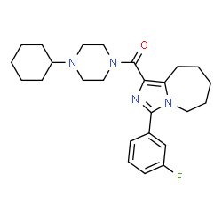 ChemSpider 2D Image | (4-Cyclohexyl-1-piperazinyl)[3-(3-fluorophenyl)-6,7,8,9-tetrahydro-5H-imidazo[1,5-a]azepin-1-yl]methanone | C25H33FN4O