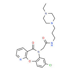 ChemSpider 2D Image | 2-(8-Chloro-5-oxopyrido[2,3-b][1,5]benzoxazepin-6(5H)-yl)-N-[3-(4-ethyl-1-piperazinyl)propyl]acetamide | C23H28ClN5O3