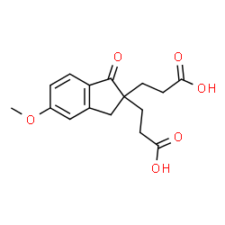 ChemSpider 2D Image | 3,3'-(5-Methoxy-1-oxo-2,3-dihydro-1H-indene-2,2-diyl)dipropanoic acid | C16H18O6