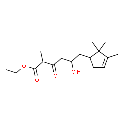 ChemSpider 2D Image | Ethyl 5-hydroxy-2-methyl-3-oxo-6-(2,2,3-trimethyl-3-cyclopenten-1-yl)hexanoate | C17H28O4