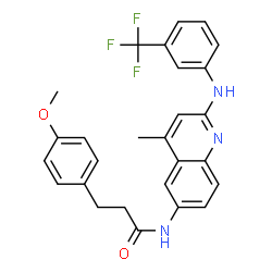 ChemSpider 2D Image | 3-(4-Methoxyphenyl)-N-(4-methyl-2-{[3-(trifluoromethyl)phenyl]amino}-6-quinolinyl)propanamide | C27H24F3N3O2