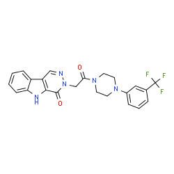 ChemSpider 2D Image | 3-(2-Oxo-2-{4-[3-(trifluoromethyl)phenyl]-1-piperazinyl}ethyl)-3,5-dihydro-4H-pyridazino[4,5-b]indol-4-one | C23H20F3N5O2