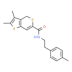 ChemSpider 2D Image | 2,3-Dimethyl-N-[2-(4-methylphenyl)ethyl]-4H-thieno[3,2-c]thiopyran-6-carboxamide | C19H21NOS2