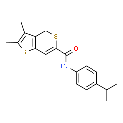 ChemSpider 2D Image | N-(4-Isopropylphenyl)-2,3-dimethyl-4H-thieno[3,2-c]thiopyran-6-carboxamide | C19H21NOS2
