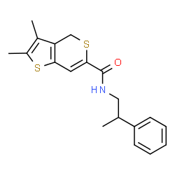 ChemSpider 2D Image | 2,3-Dimethyl-N-(2-phenylpropyl)-4H-thieno[3,2-c]thiopyran-6-carboxamide | C19H21NOS2