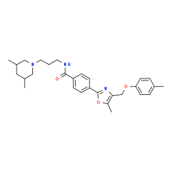 ChemSpider 2D Image | N-[3-(3,5-Dimethyl-1-piperidinyl)propyl]-4-{5-methyl-4-[(4-methylphenoxy)methyl]-1,3-oxazol-2-yl}benzamide | C29H37N3O3