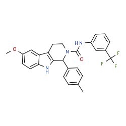ChemSpider 2D Image | 6-Methoxy-1-(4-methylphenyl)-N-[3-(trifluoromethyl)phenyl]-1,3,4,9-tetrahydro-2H-beta-carboline-2-carboxamide | C27H24F3N3O2