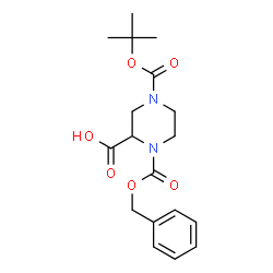 ChemSpider 2D Image | 4-N-Boc-1-N-CBZ-piperazine-2-carboxylic acid | C18H24N2O6
