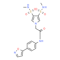 ChemSpider 2D Image | 2-[3,4-Bis(methylsulfamoyl)-1H-pyrrol-1-yl]-N-[4-(1,2-oxazol-5-yl)phenyl]acetamide | C17H19N5O6S2