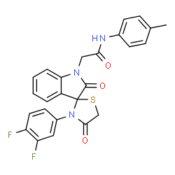 ChemSpider 2D Image | 2-[3'-(3,4-Difluorophenyl)-2,4'-dioxospiro[indole-3,2'-[1,3]thiazolidin]-1(2H)-yl]-N-(4-methylphenyl)acetamide | C25H19F2N3O3S