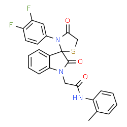 ChemSpider 2D Image | 2-[3'-(3,4-Difluorophenyl)-2,4'-dioxospiro[indole-3,2'-[1,3]thiazolidin]-1(2H)-yl]-N-(2-methylphenyl)acetamide | C25H19F2N3O3S