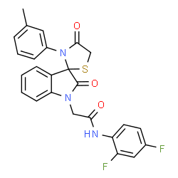 ChemSpider 2D Image | N-(2,4-Difluorophenyl)-2-[3'-(3-methylphenyl)-2,4'-dioxospiro[indole-3,2'-[1,3]thiazolidin]-1(2H)-yl]acetamide | C25H19F2N3O3S