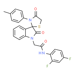 ChemSpider 2D Image | N-(2,4-Difluorophenyl)-2-[3'-(4-methylphenyl)-2,4'-dioxospiro[indole-3,2'-[1,3]thiazolidin]-1(2H)-yl]acetamide | C25H19F2N3O3S