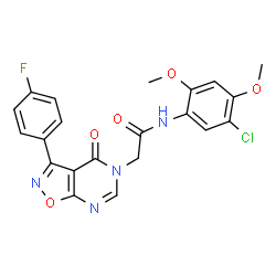 ChemSpider 2D Image | N-(5-Chloro-2,4-dimethoxyphenyl)-2-[3-(4-fluorophenyl)-4-oxo[1,2]oxazolo[5,4-d]pyrimidin-5(4H)-yl]acetamide | C21H16ClFN4O5
