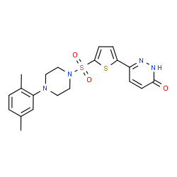 ChemSpider 2D Image | 6-(5-{[4-(2,5-Dimethylphenyl)-1-piperazinyl]sulfonyl}-2-thienyl)-3(2H)-pyridazinone | C20H22N4O3S2