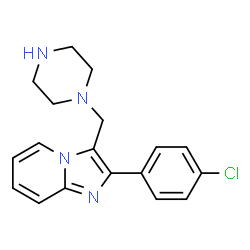 ChemSpider 2D Image | 2-(4-Chlorophenyl)-3-(1-piperazinylmethyl)imidazo[1,2-a]pyridine | C18H19ClN4