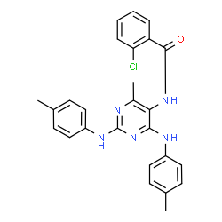 ChemSpider 2D Image | 2-Chloro-N-{4-methyl-2,6-bis[(4-methylphenyl)amino]-5-pyrimidinyl}benzamide | C26H24ClN5O