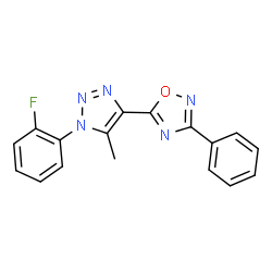 ChemSpider 2D Image | 5-[1-(2-Fluorophenyl)-5-methyl-1H-1,2,3-triazol-4-yl]-3-phenyl-1,2,4-oxadiazole | C17H12FN5O