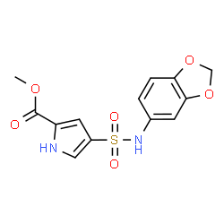 ChemSpider 2D Image | Methyl 4-(1,3-benzodioxol-5-ylsulfamoyl)-1H-pyrrole-2-carboxylate | C13H12N2O6S