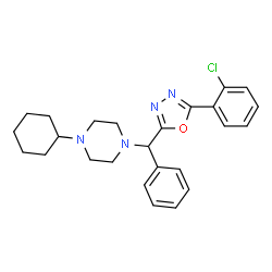 ChemSpider 2D Image | 1-{[5-(2-Chlorophenyl)-1,3,4-oxadiazol-2-yl](phenyl)methyl}-4-cyclohexylpiperazine | C25H29ClN4O