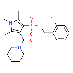 ChemSpider 2D Image | N-(2-Chlorobenzyl)-1,2,5-trimethyl-4-(1-piperidinylcarbonyl)-1H-pyrrole-3-sulfonamide | C20H26ClN3O3S