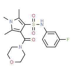 ChemSpider 2D Image | N-(3-Fluorophenyl)-1,2,5-trimethyl-4-(4-morpholinylcarbonyl)-1H-pyrrole-3-sulfonamide | C18H22FN3O4S