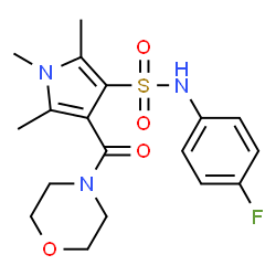 ChemSpider 2D Image | N-(4-Fluorophenyl)-1,2,5-trimethyl-4-(4-morpholinylcarbonyl)-1H-pyrrole-3-sulfonamide | C18H22FN3O4S